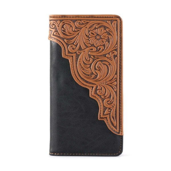 MWRW.Black with Tooled Corner.01.jpg Montana West Roper Wallets Image